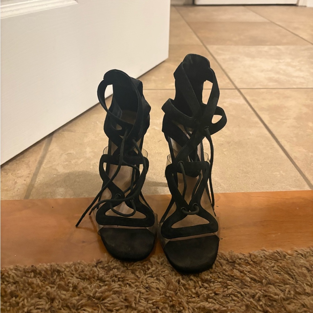 Elegant Black Strappy Women's Heels